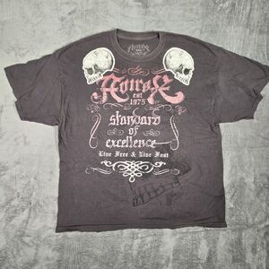 Avirex Shirt Men's XXL Gray Skulls Live Free & Live Fast